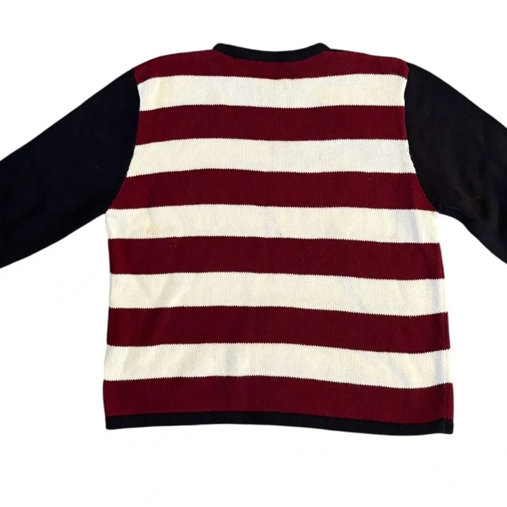 VTG Stars Stripes Cotton Blend Crew Neck Sweater XL 3/4 Sleeve Red White Navy